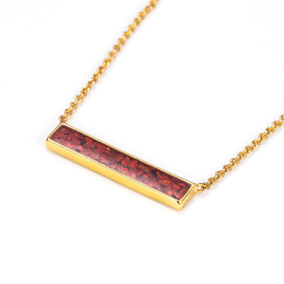 Crimson Red Opal Glowstone Inlay Bar Necklace - Patrick Adair Designs