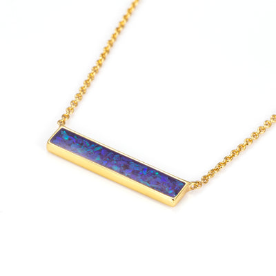 Lavender Opal Glowstone Inlay Bar Necklace - Patrick Adair Designs