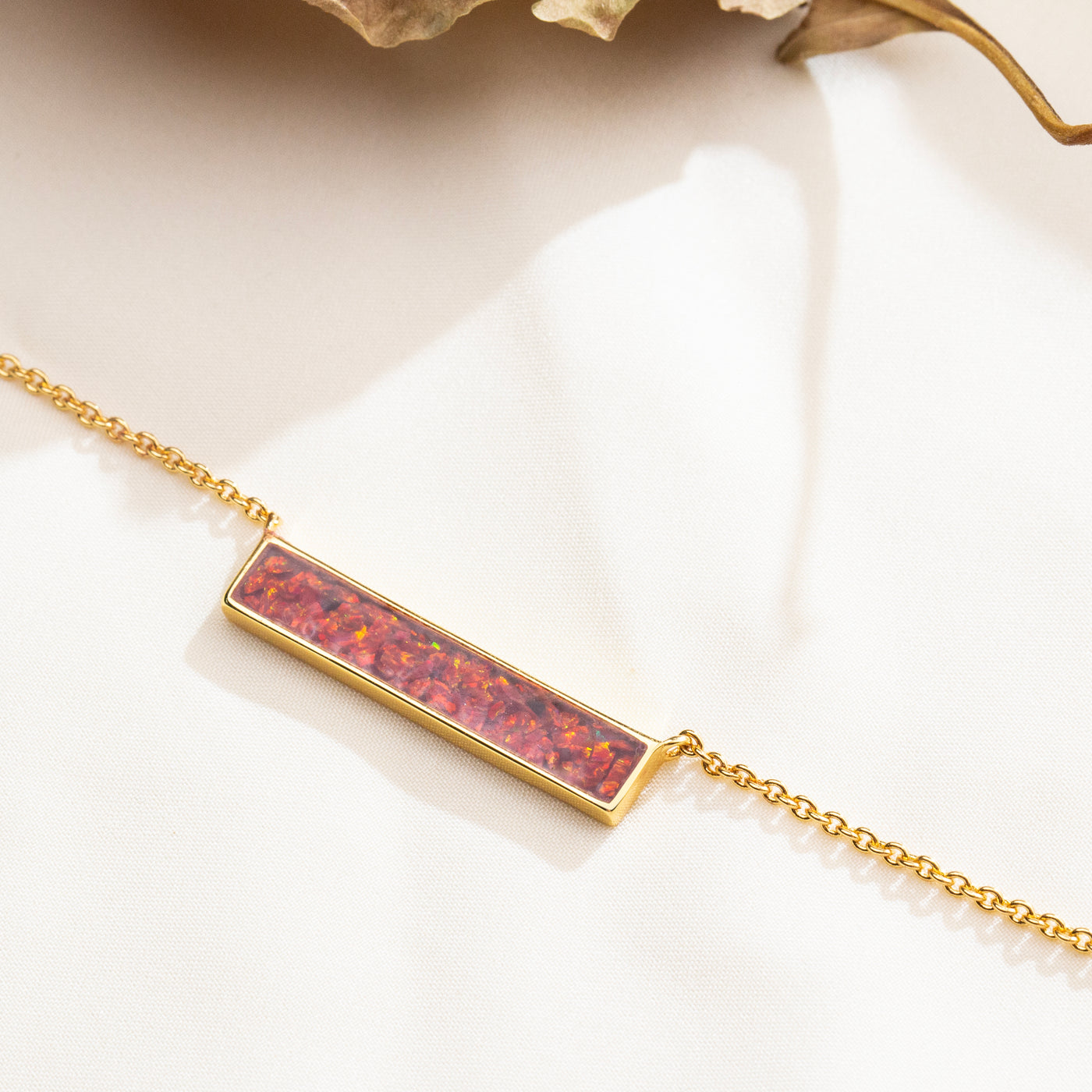 Crimson Red Opal Glowstone Inlay Bar Necklace - Patrick Adair Designs