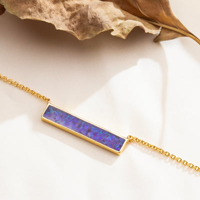 Lavender Opal Glowstone Inlay Bar Necklace - Patrick Adair Designs