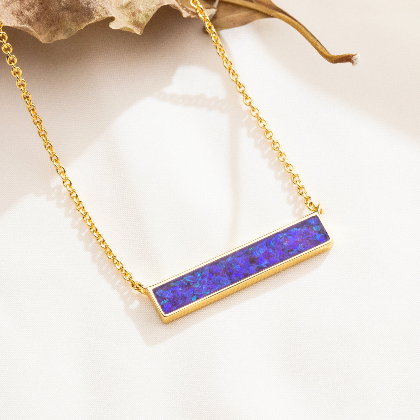 Lavender Opal Glowstone Inlay Bar Necklace - Patrick Adair Designs