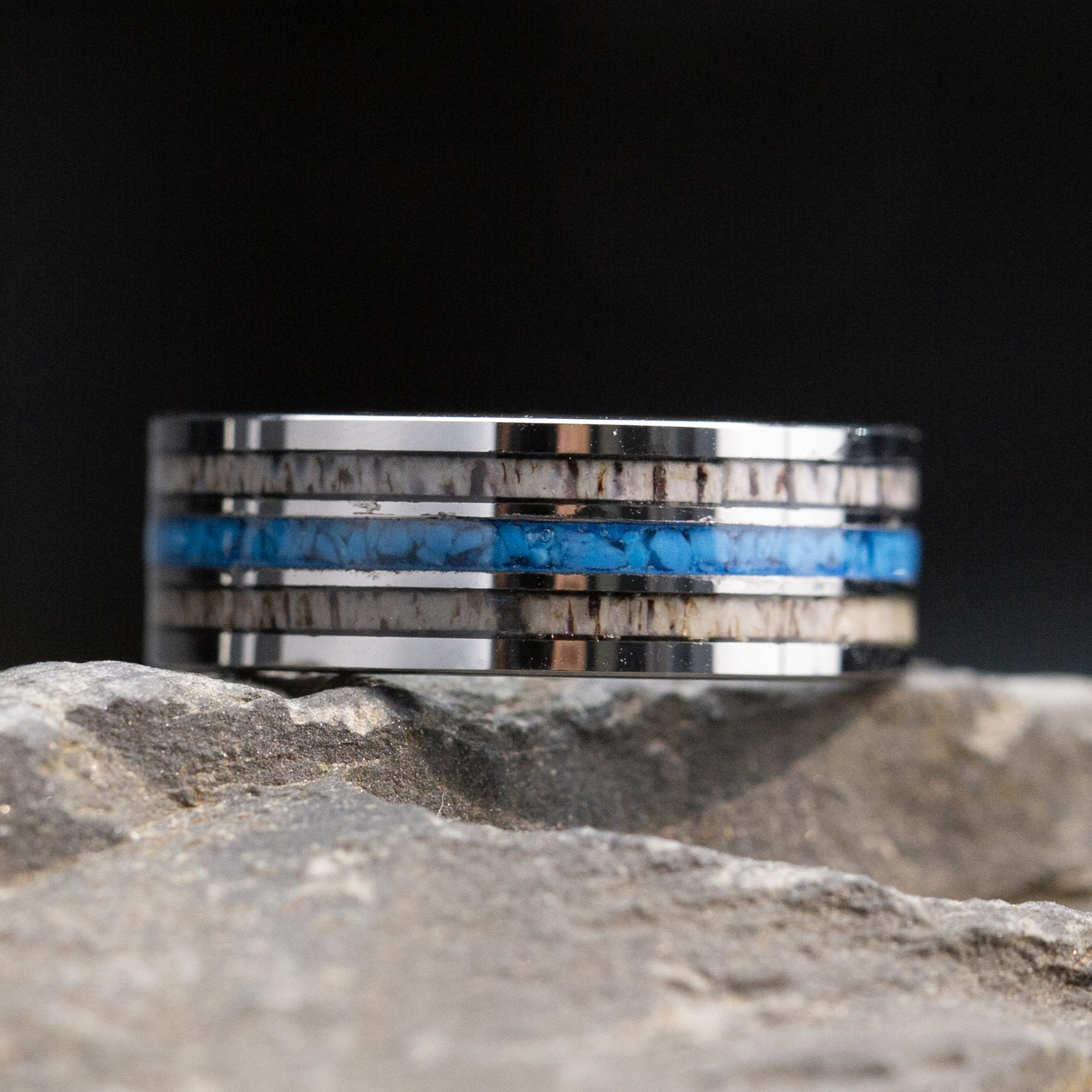 Antler and Turquoise Band | Tungsten Glowstone Ring - Patrick Adair Designs