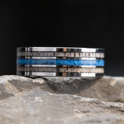 Antler and Turquoise Band | Tungsten Glowstone Ring - Patrick Adair Designs