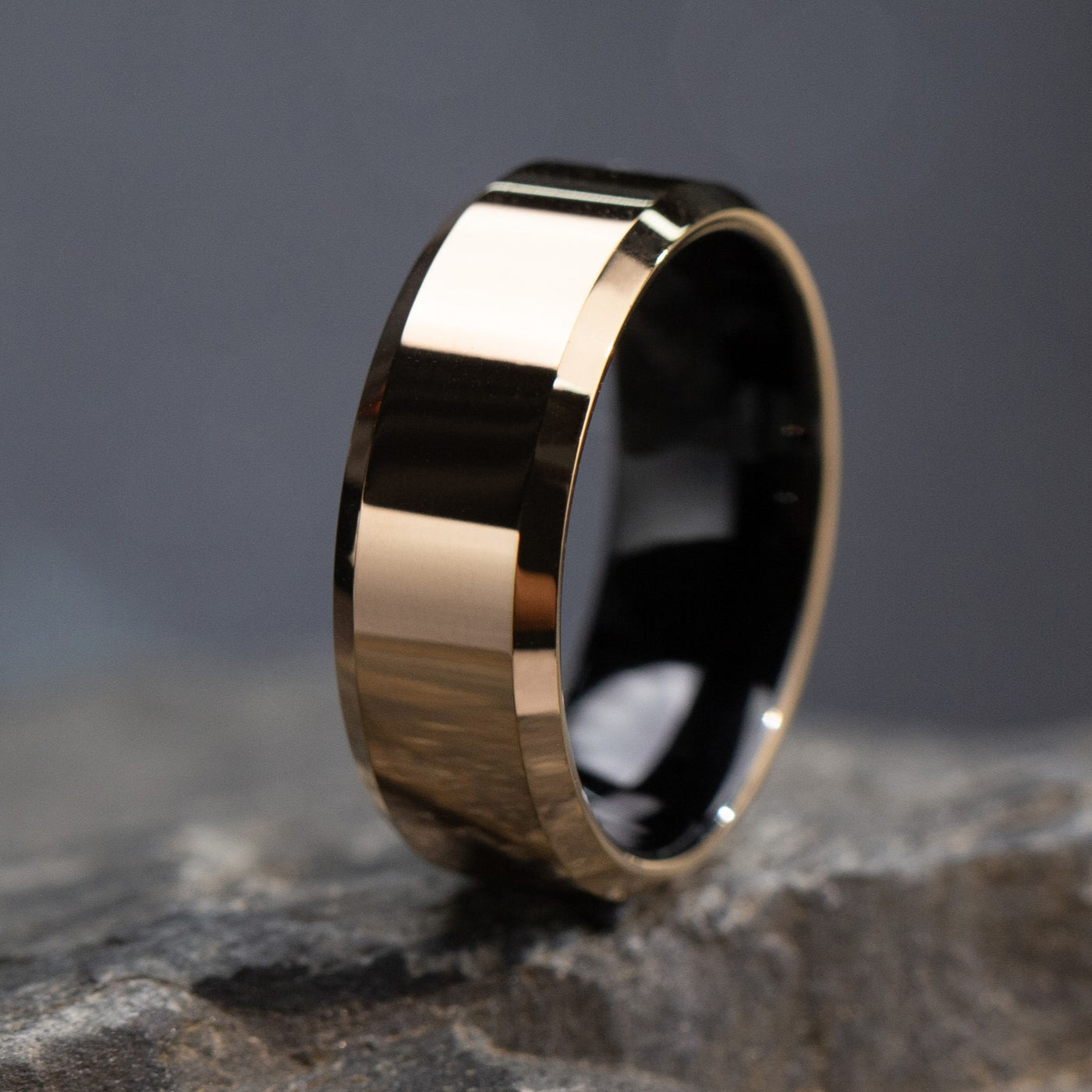 8mm Beveled Gold Ring - Patrick Adair Designs