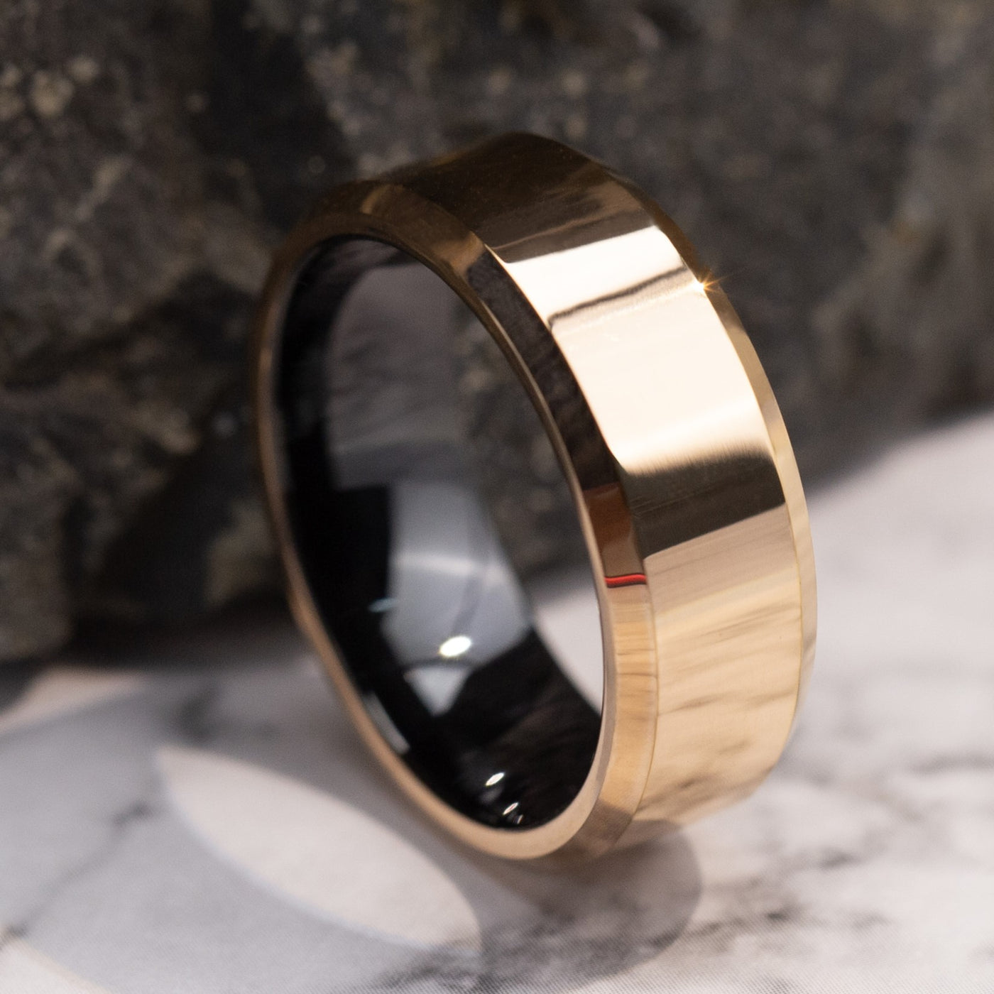 8mm Beveled Gold Ring - Patrick Adair Designs