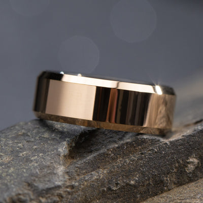 8mm Beveled Gold Ring - Patrick Adair Designs