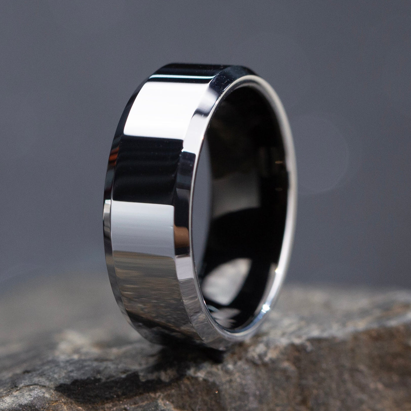 8mm Beveled Platinum Ring - Patrick Adair Designs