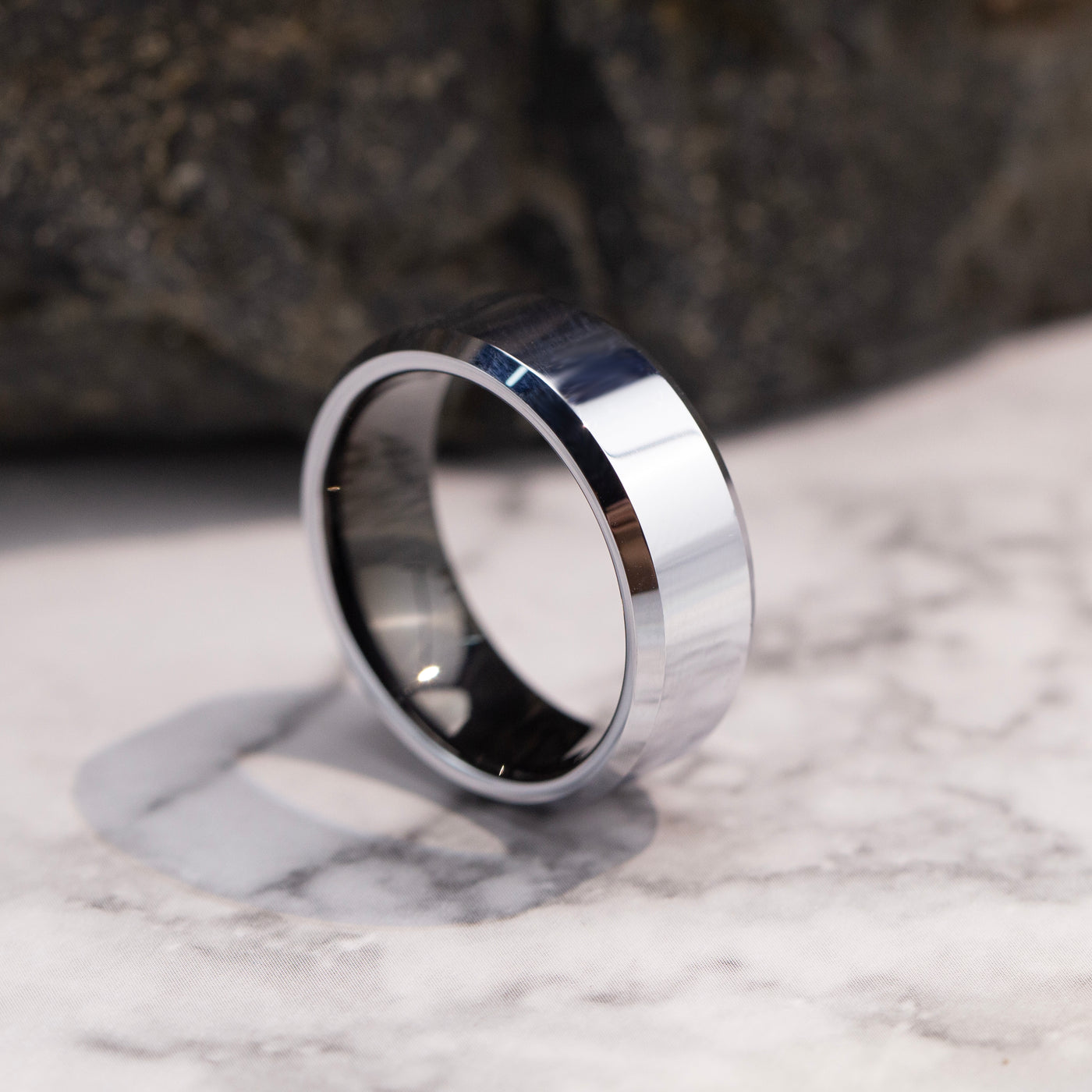 8mm Beveled Platinum Ring - Patrick Adair Designs