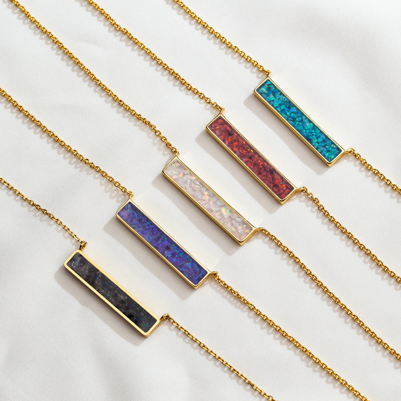 Pearl White Opal Glowstone Inlay Bar Necklace - Patrick Adair Designs