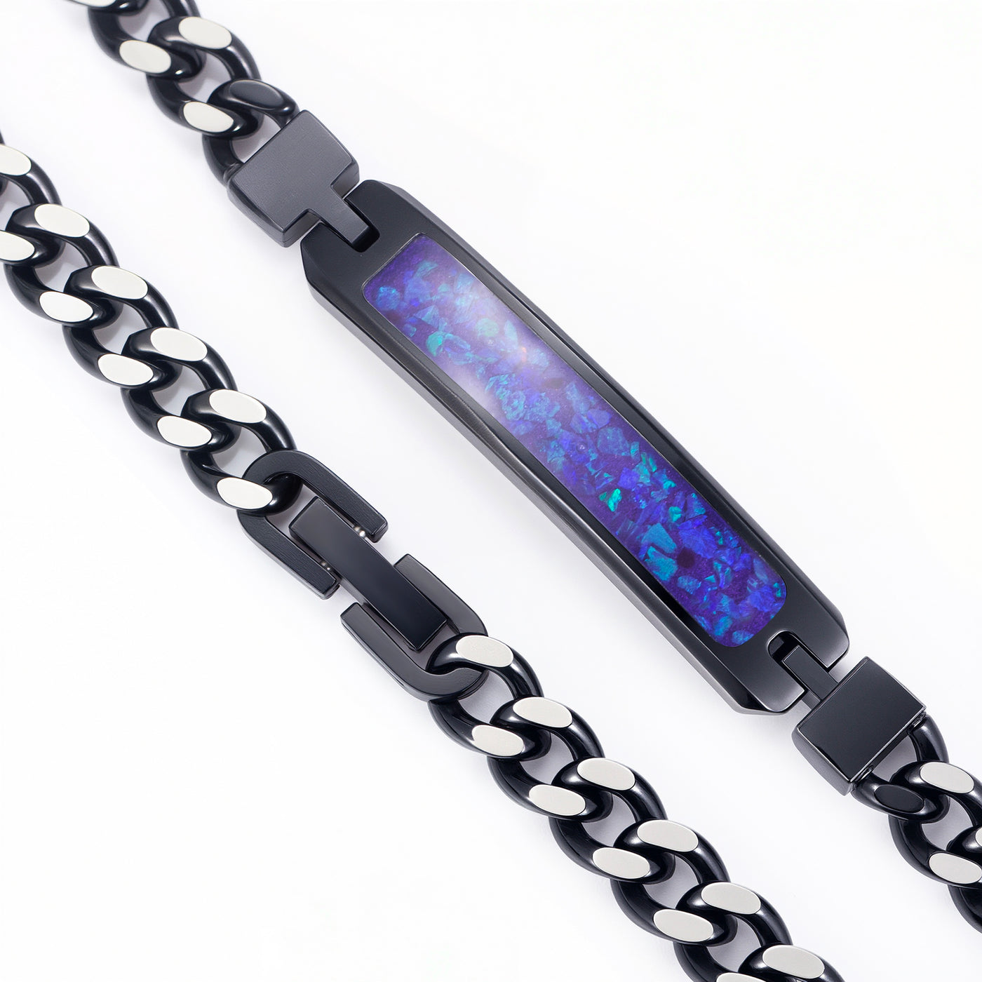Lavender Opal Glowstone Cuban Link ID Bracelet - Patrick Adair Designs