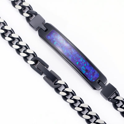 Lavender Opal Glowstone Cuban Link ID Bracelet - Patrick Adair Designs
