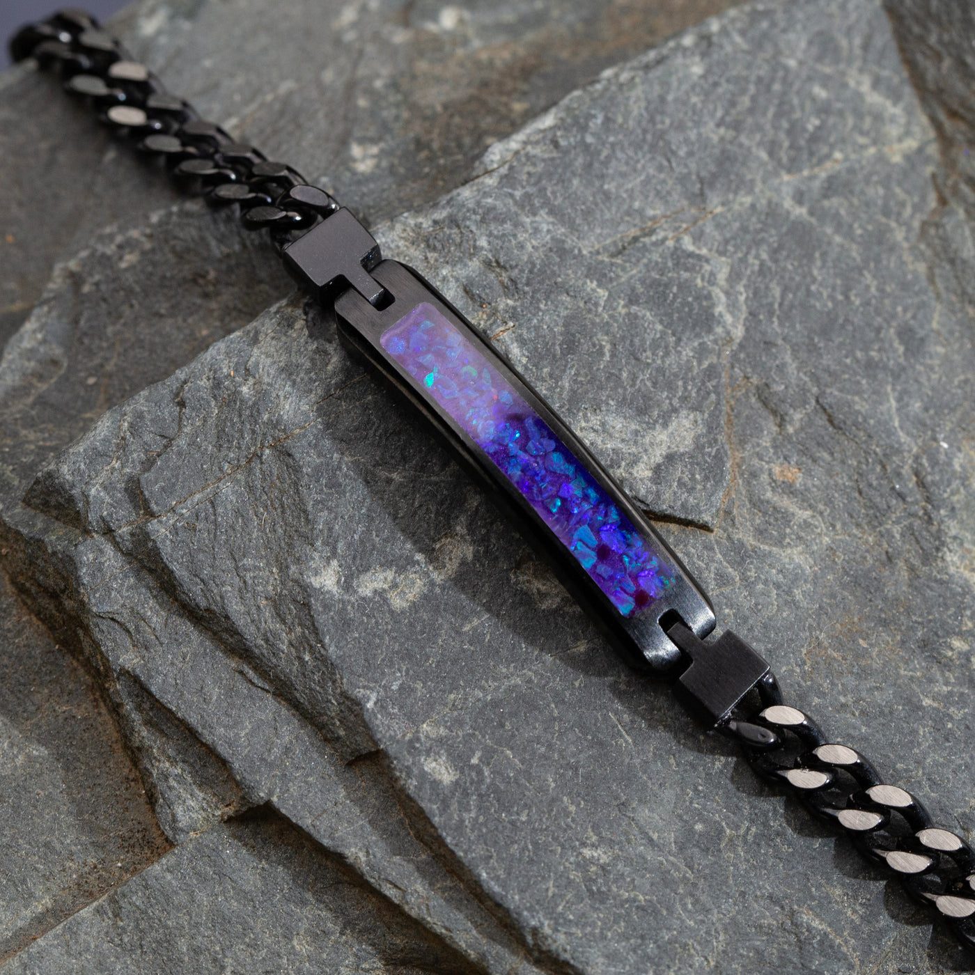 Lavender Opal Glowstone Cuban Link ID Bracelet - Patrick Adair Designs