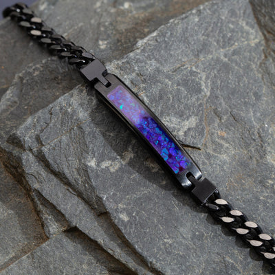 Lavender Opal Glowstone Cuban Link ID Bracelet - Patrick Adair Designs