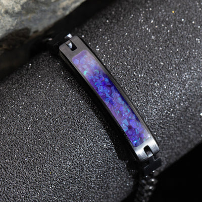 Lavender Opal Glowstone Cuban Link ID Bracelet - Patrick Adair Designs