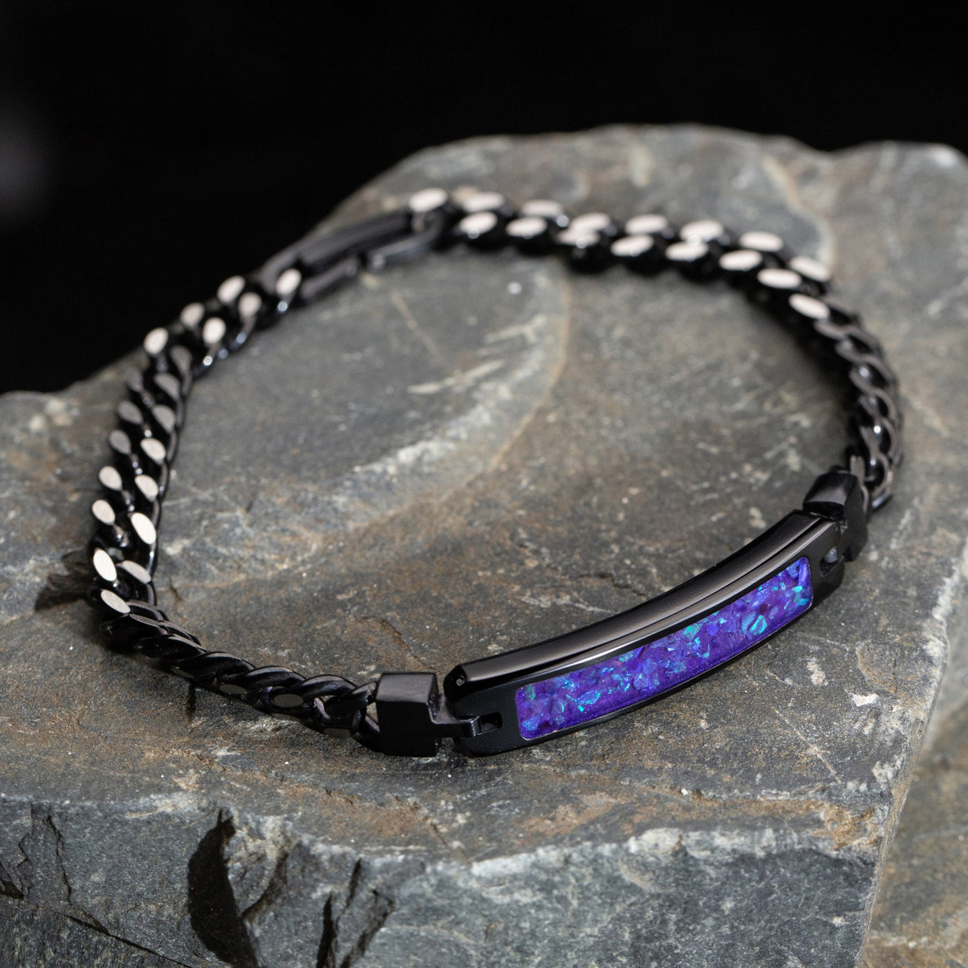 Lavender Opal Glowstone Cuban Link ID Bracelet - Patrick Adair Designs