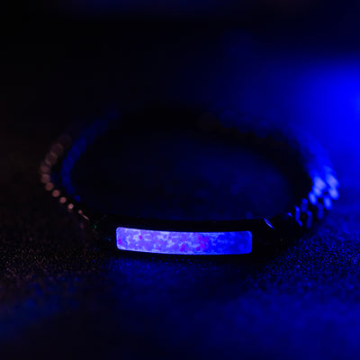 Lavender Opal Glowstone Cuban Link ID Bracelet - Patrick Adair Designs