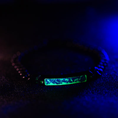 Black Fire Opal Glowstone Cuban Link ID Bracelet - Patrick Adair Designs