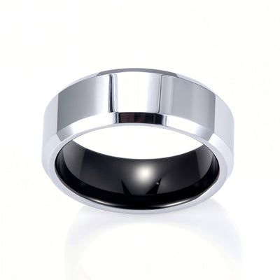 8mm Beveled Platinum Ring - Patrick Adair Designs
