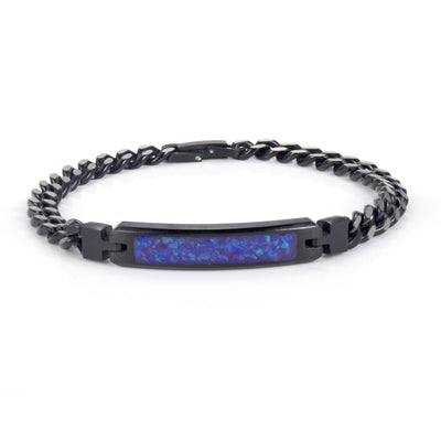 Lavender Opal Glowstone Cuban Link ID Bracelet - Patrick Adair Designs