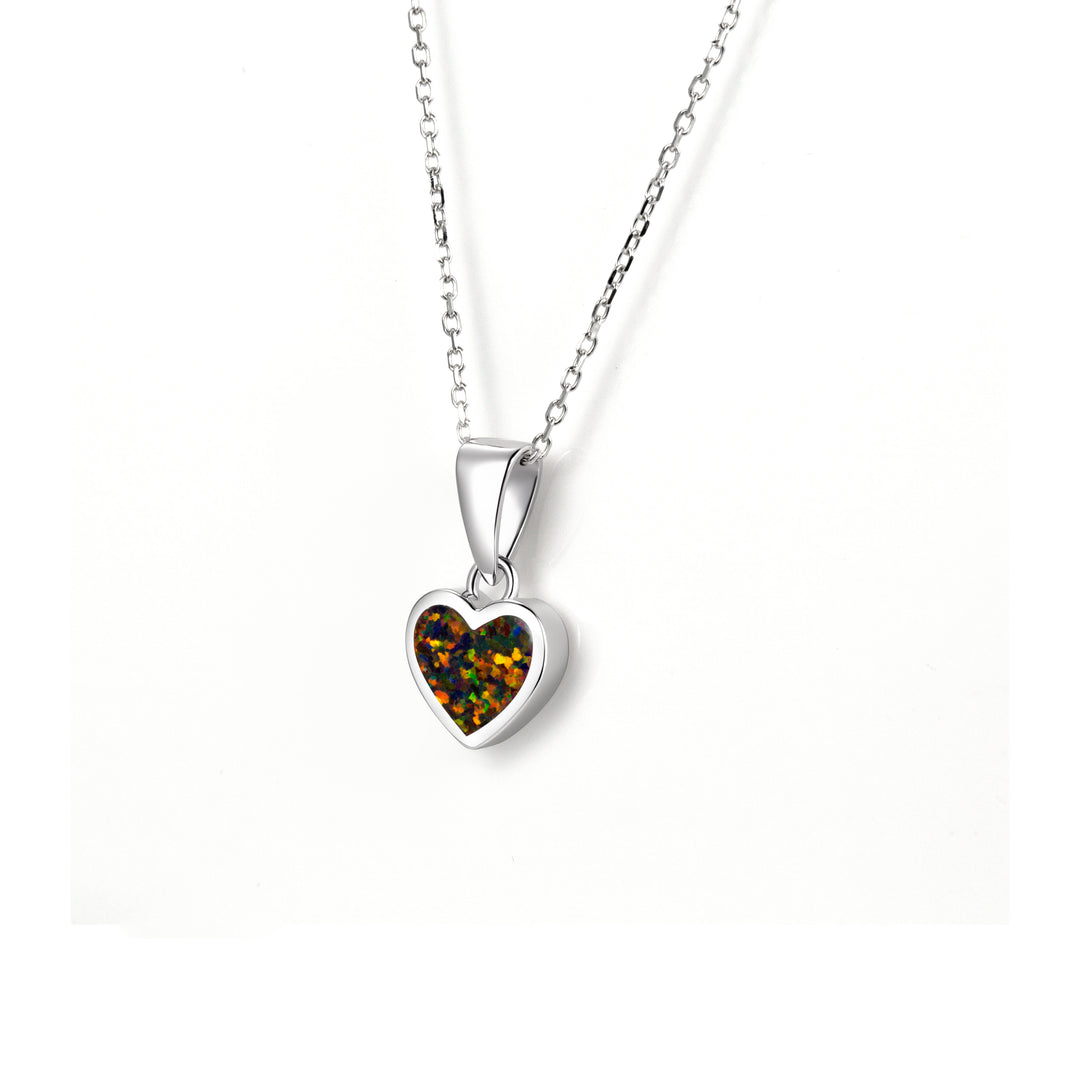 Black Fire Solid Opal Heart Necklace | Patrick Adair Designs