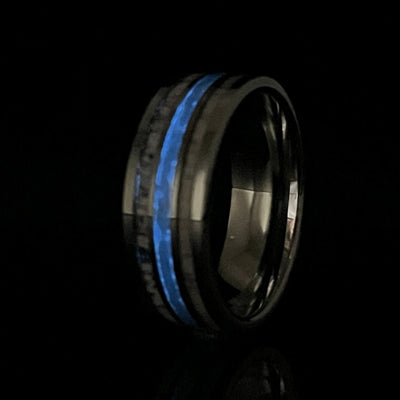 Antler and Turquoise Band | Tungsten Glowstone Ring - Patrick Adair Designs