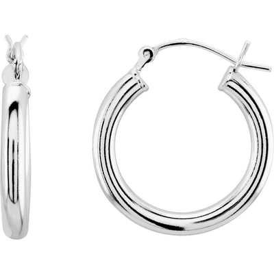 Sterling Silver Tube 20 mm Hoop Earrings