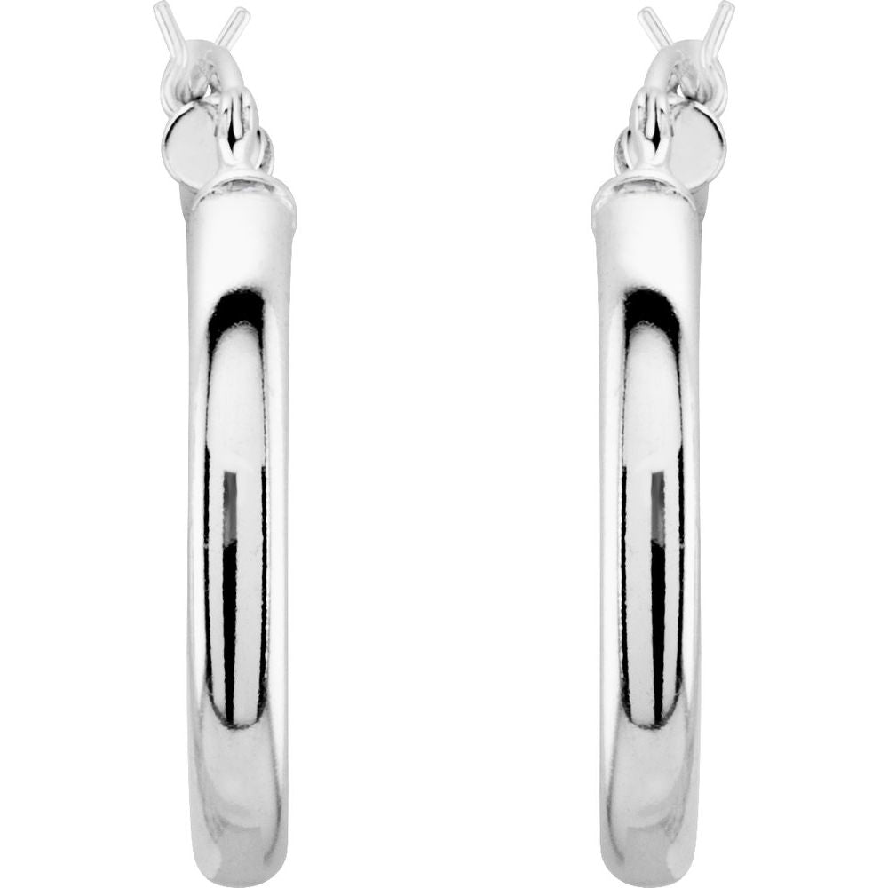 Sterling Silver Tube 20 mm Hoop Earrings