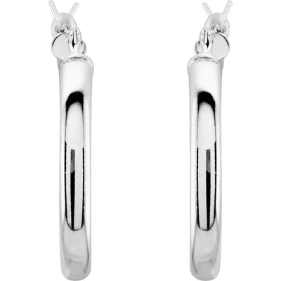 Sterling Silver Tube 20 mm Hoop Earrings