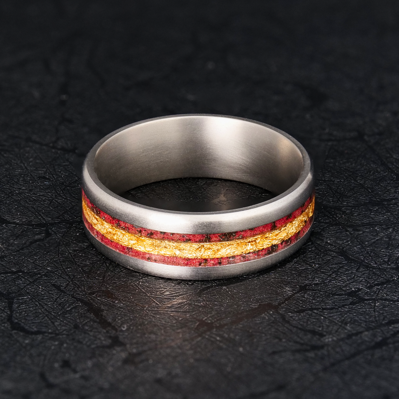 24K Gold Leaf Striped Regal Glowstone Ring