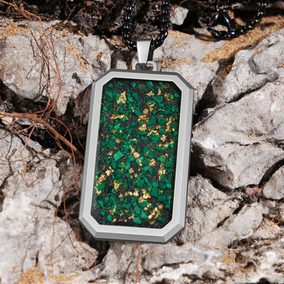 Malachite and Gold Leaf Glowstone Pendant - Patrick Adair Designs