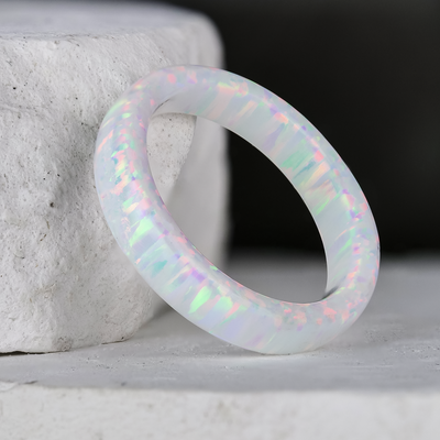 4mm Pearl White Opal Stackable Ring