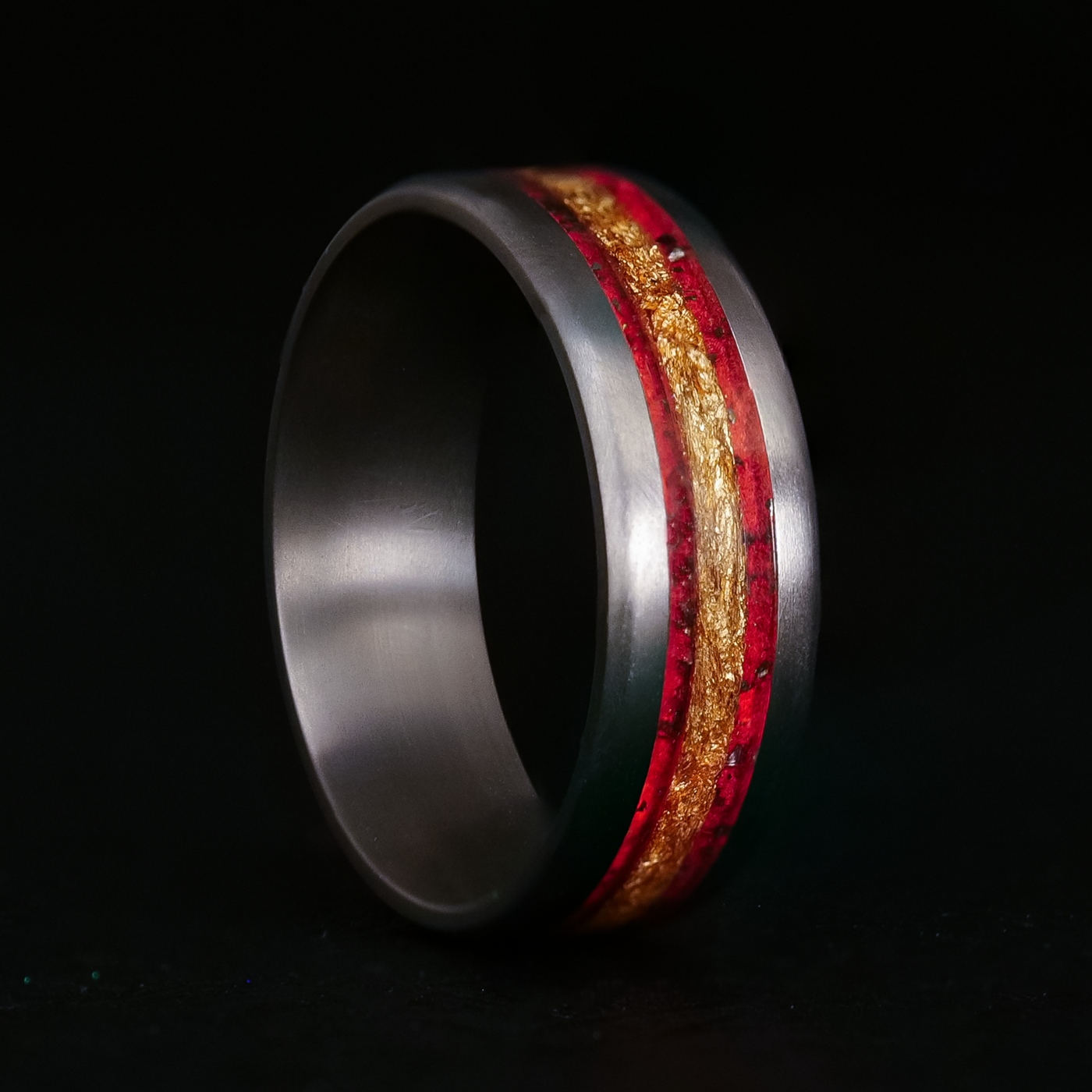 24K Gold Leaf Striped Regal Glowstone Ring