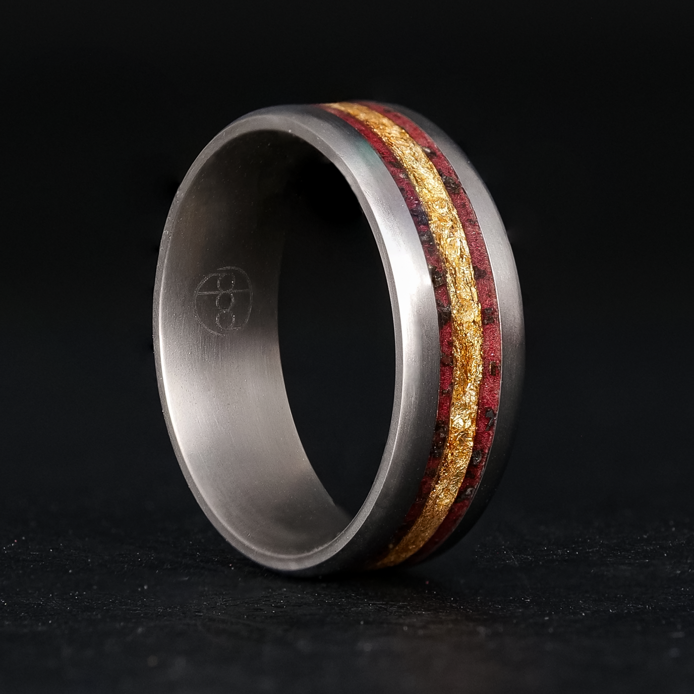 24K Gold Leaf Striped Regal Glowstone Ring