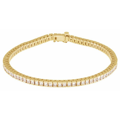 14K Gold 3 9/10 CTW Natural Diamond Line 7 1/4" Bracelet