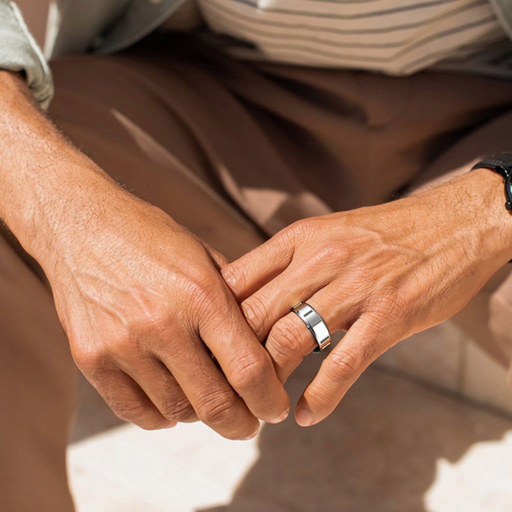 8mm Beveled Platinum Ring - Patrick Adair Designs
