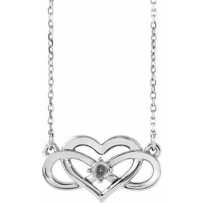 Silver 1/10 CTW Natural Diamond Infinity-Inspired Heart Necklace