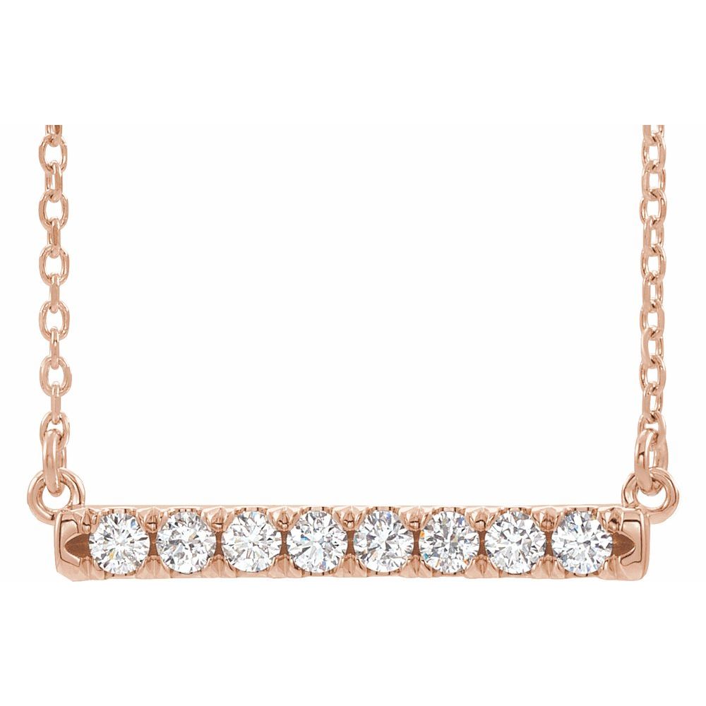 14K Gold 1/4 CTW Lab-Grown Diamond French-Set Bar Necklace