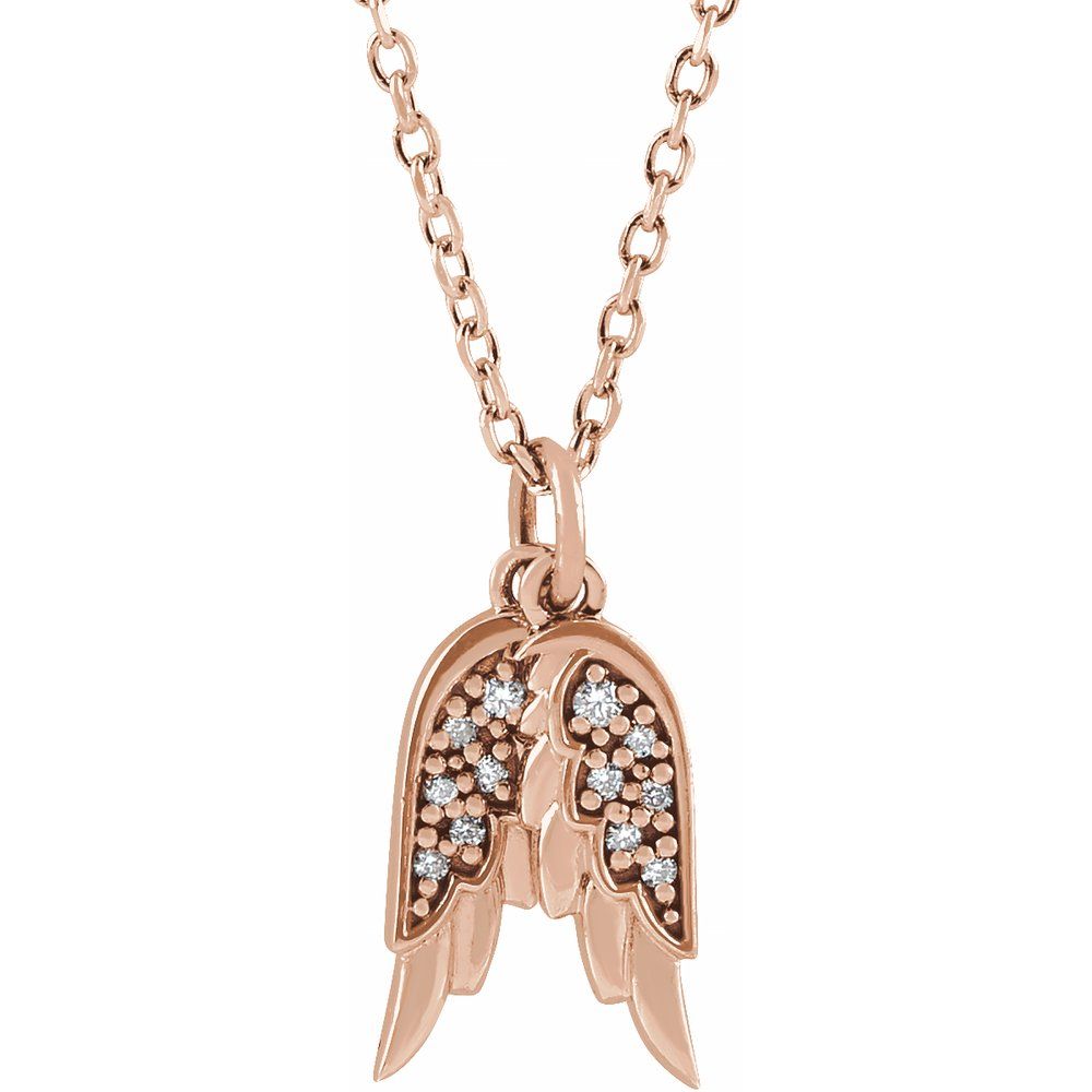 14K Gold .03 CTW Natural Diamond Angel Wings Pendant