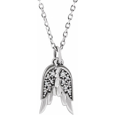 14K Gold .03 CTW Natural Diamond Angel Wings Pendant