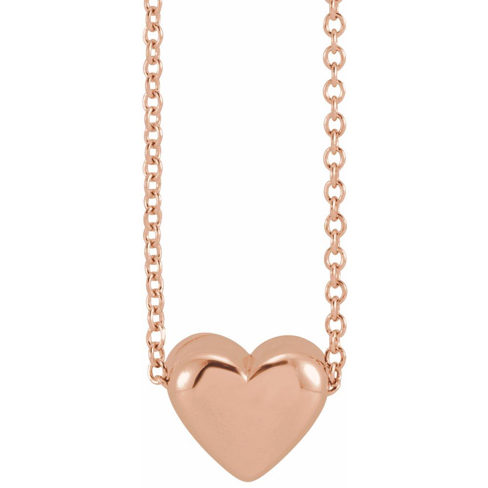 14K Gold Puffed Heart Necklace