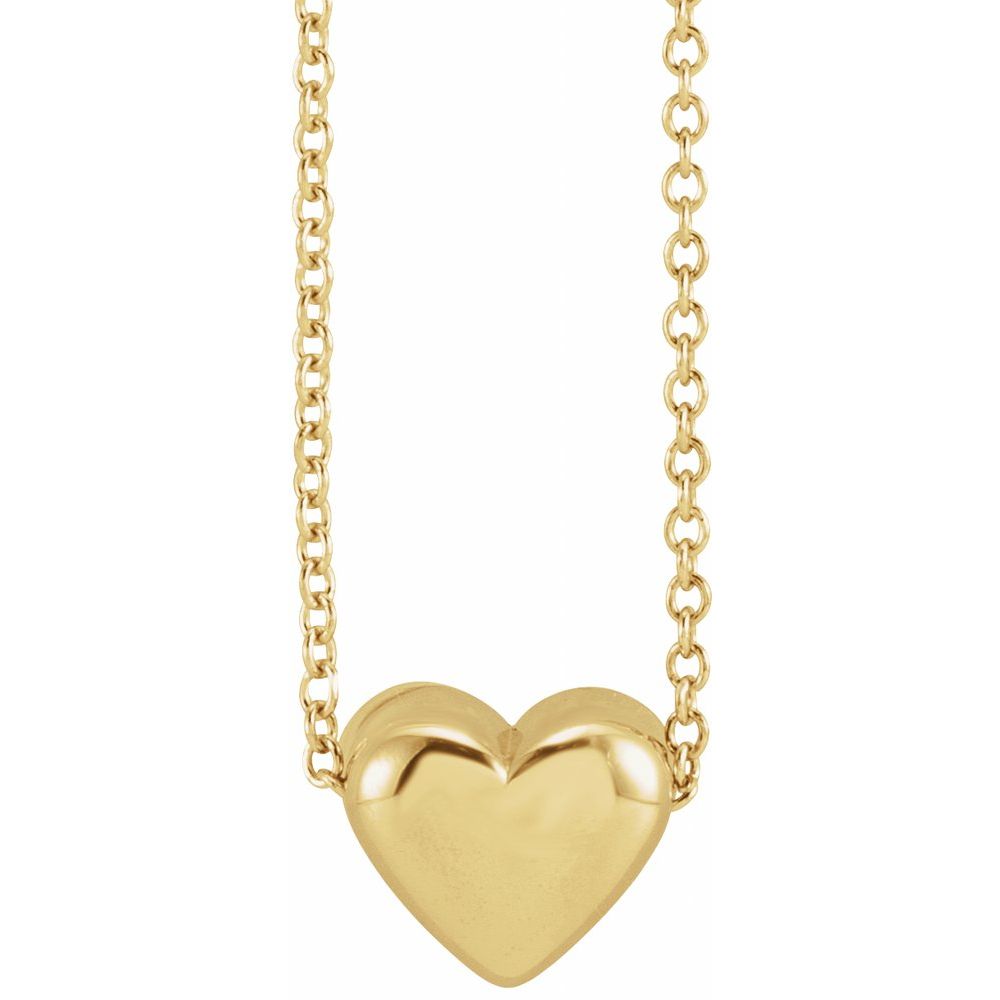 14K Gold Puffed Heart Necklace