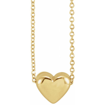 14K Gold Puffed Heart Necklace