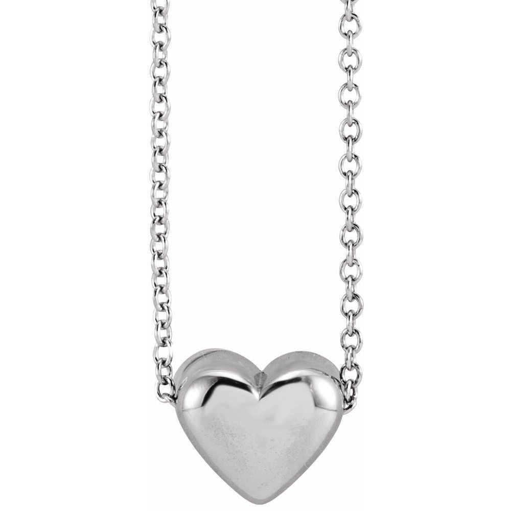 14K Gold Puffed Heart Necklace