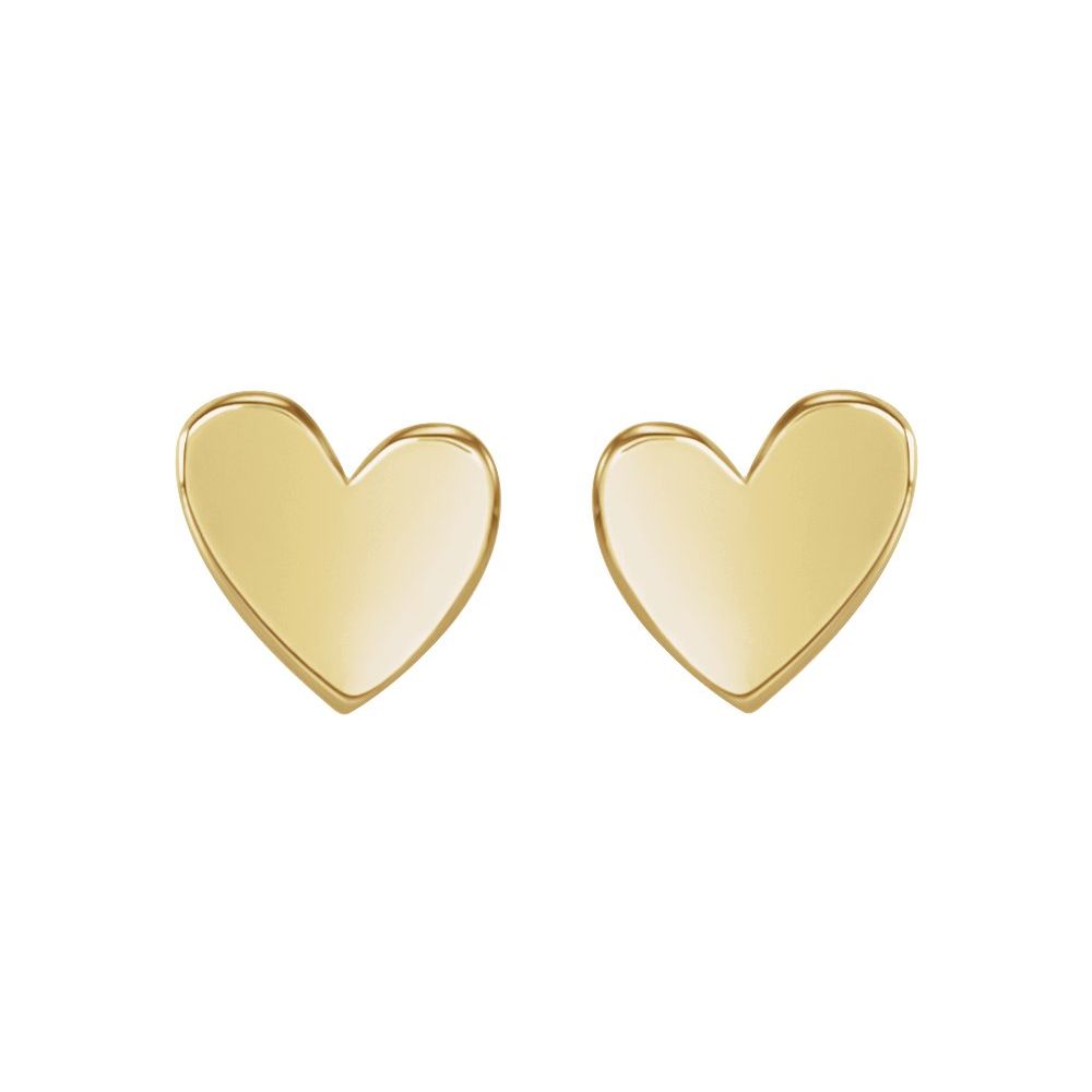 14K Gold 6mm Asymmetrical Heart Earrings