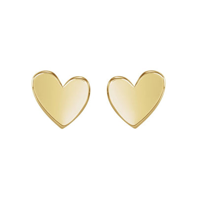 14K Gold 6mm Asymmetrical Heart Earrings