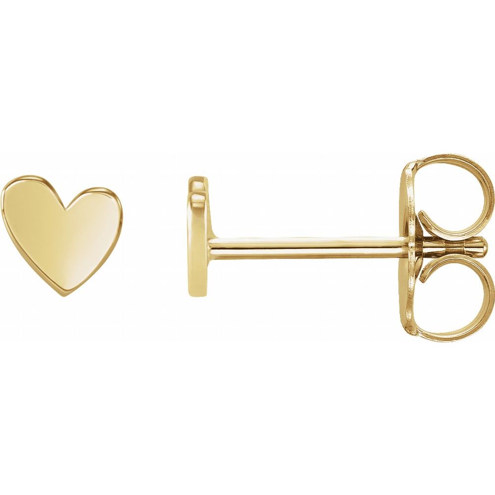 14K Gold 6mm Asymmetrical Heart Earrings