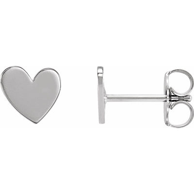 14K Gold 6mm Asymmetrical Heart Earrings