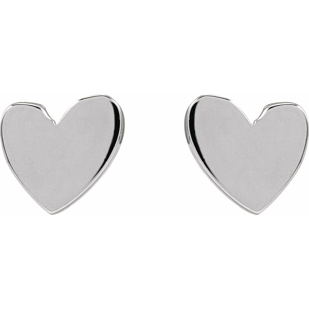 14K Gold 6mm Asymmetrical Heart Earrings