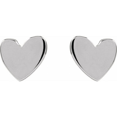 14K Gold 6mm Asymmetrical Heart Earrings