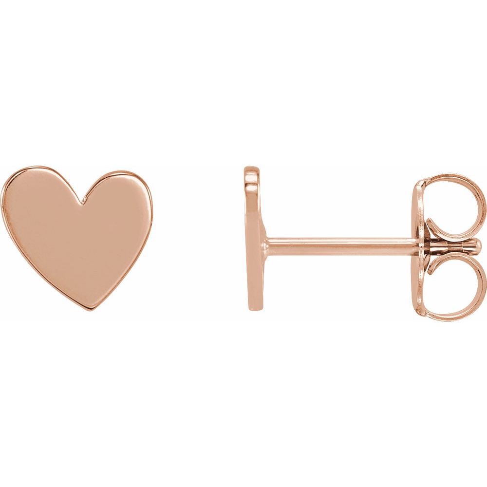 14K Gold 6mm Asymmetrical Heart Earrings